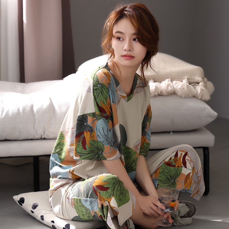 2025新款睡衣女夏超爽RC莫代尔棉绸短袖七分裤宽松阔腿家居服套装