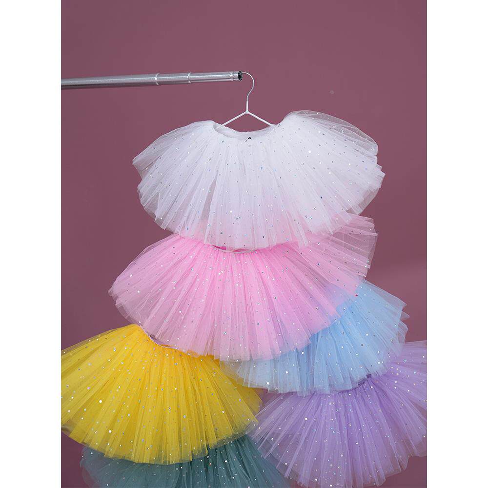 儿童舞蹈纱裙半身裙女童蓬蓬裙白色短裙芭蕾舞亮片裙跳舞裙幼儿园