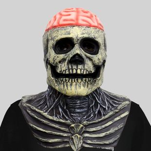 大号爆脑骷髅头面具化妆舞会血腥脑浆头套万圣节派对恶搞道具