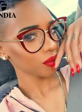 95303 新款时尚外贸款TR光学镜猫眼框架防眼镜女工厂现货