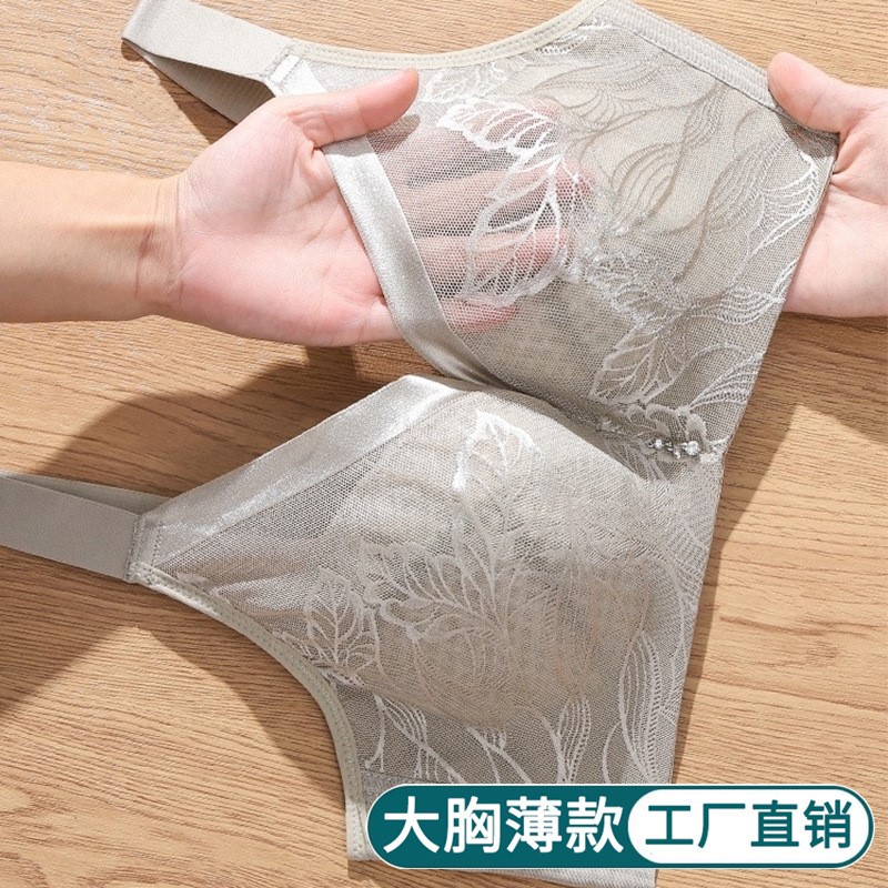 夏季内衣女无钢圈薄款抹胸防走光上托收副乳调整型大胸显小文胸罩
