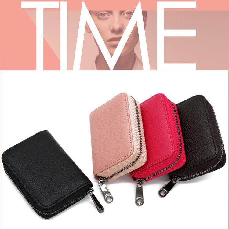 外贸头层皮风琴卡包多卡位大容量卡套真防盗卡夹拉链小零钱包定制