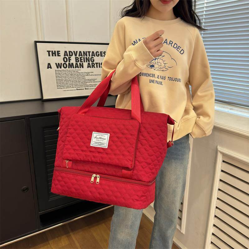 TRAVEL BAG FOLDABLE OVERSIZED FITNESS DUFFLE BAG SHORT-DISTANCE DRY AND WET HAND-HELD SEPARATION BUSINESS TRIP LARGE CAPACITY FOR PRODUCTION STORAGE