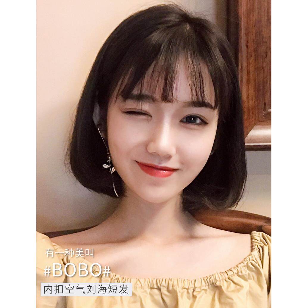 假发女短发bobo学生圆脸波波头韩国网红自然逼真修脸黑色假头套