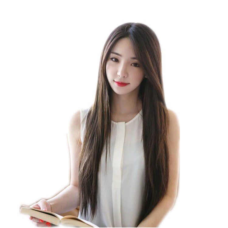 日韩时尚假发中分女发型 修脸神器 假头发欧美质量长直发