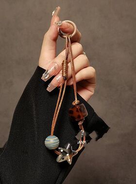 蓝色星球 油蜡绳手机挂绳防丢防偷解放双手手提挂件挂脖手机链