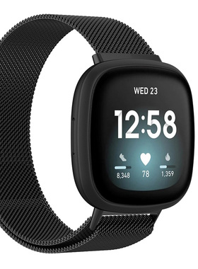 适用Fitbit Versa3/Sense米兰尼斯金属磁吸表带 Versa 3腕带