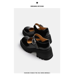 日系jk英伦单鞋 真皮玛丽珍鞋 厚底粗跟一字带小皮鞋 新款 女2027春季