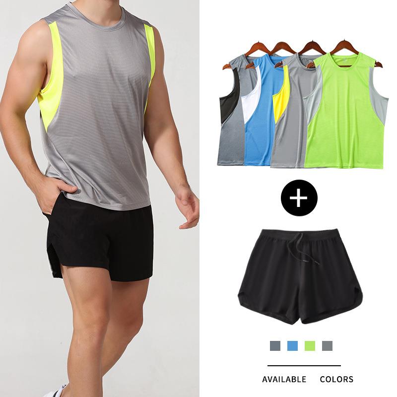 夏季背心短裤运动套装男 跑步篮球休闲宽松无袖 速干背心两件套