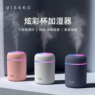 创意炫彩杯空气加湿器 家用办公USB插电七彩车载加湿器现货