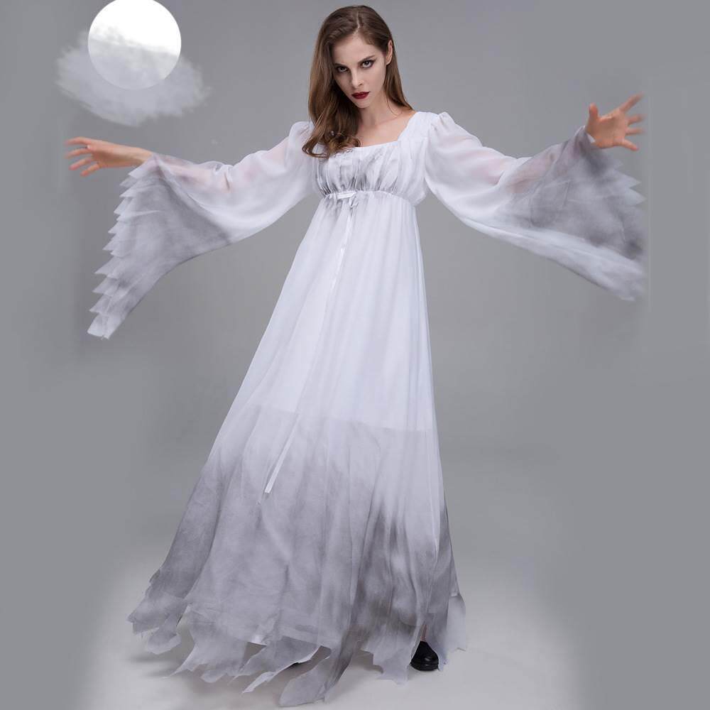 万圣节新款化妆舞会狂欢角色扮演服装坟场鬼新娘舞台表演白色女鬼