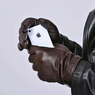 专业定制高档手套男鹿皮男士保暖加绒冬加厚防风防水触屏开车定制