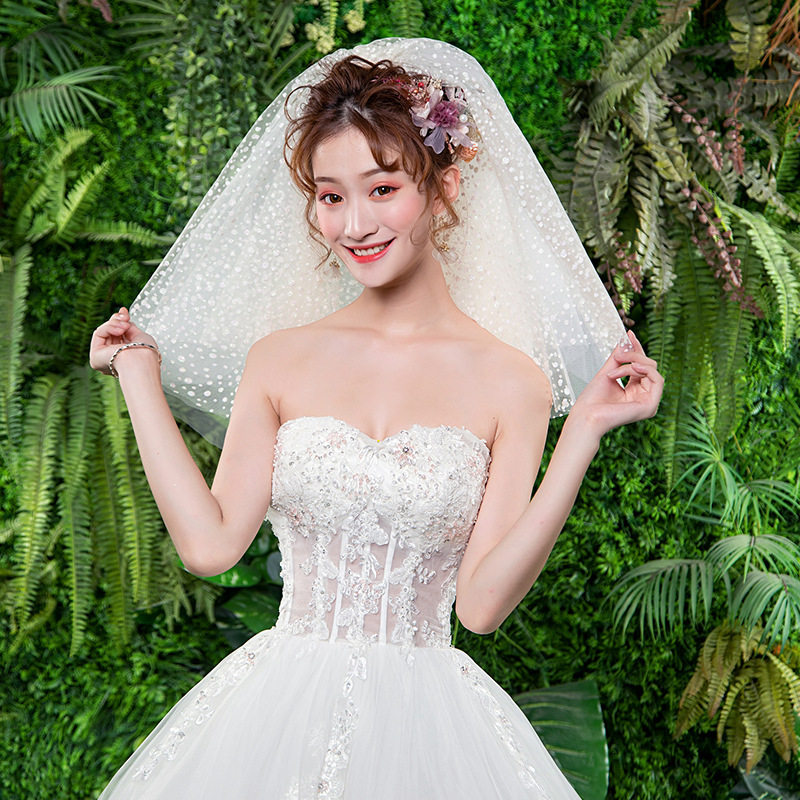 2026新款新娘头纱婚纱配件欧美风两层网纱款花式纹路优雅百搭