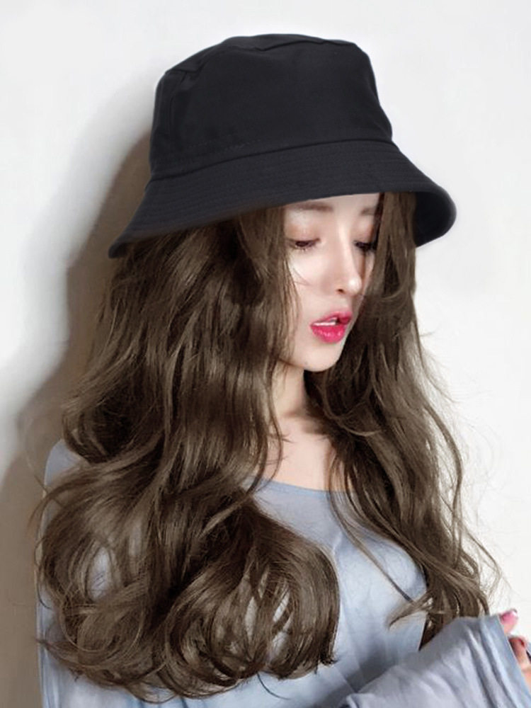 假发一体式女长发大波浪网红长卷发时尚网红帽子假发自然逼真现货