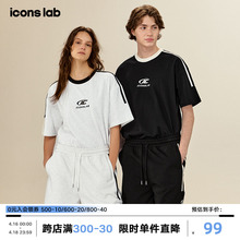 【黄俊捷同款】iconslab 胶印撞色拼接凉感短袖美式男女同款T恤夏