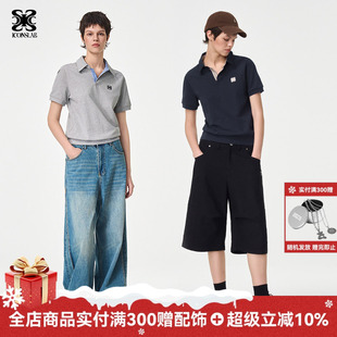 海鸥领T恤夏季 知识分子 新款 格纹拼接短袖 ics polo衫 iconslab