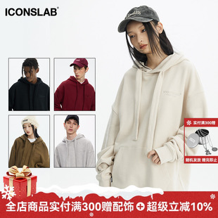 帽衫 iconslab连帽卫衣粗帽绳重磅情侣款 ics 男女 赵磊同款