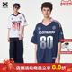 球衣T恤设计感字母数字撞色缎面polo领短袖 ics iconslab美式 上衣