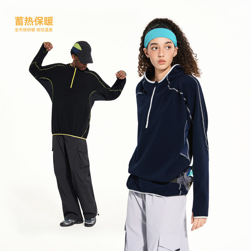 ICS/ICONSLAB 锁温半拉链撞色插肩连帽长袖户外运动男女潮流外套
