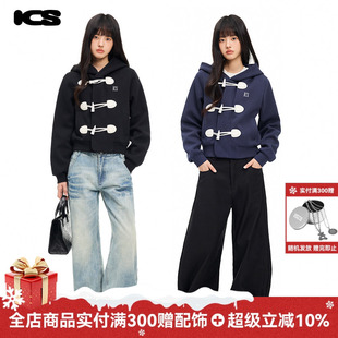 连帽外套 宽松短款 ics iconslab侧门襟牛角扣夹克2025年春新款