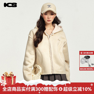 外套 秋冬短款 ics iconslab慵懒周末麂皮皮毛一体夹克2024年新款