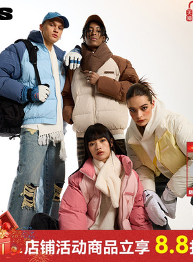 ics丨iconslab撞色插肩袖棉服拼色男女同款保暖外套冬款