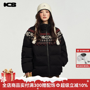 ics 秋冬宽松棉衣外套 iconslab费尔岛费尔岛毛织棉服2024年新款