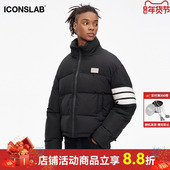 ics 棉服男女 外套冬季 iconslab基础版 条纹羽绒服宽松休闲情侣装
