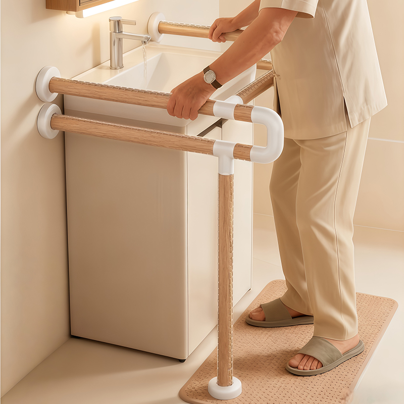 高端暖心木纹色扶手，安全防滑