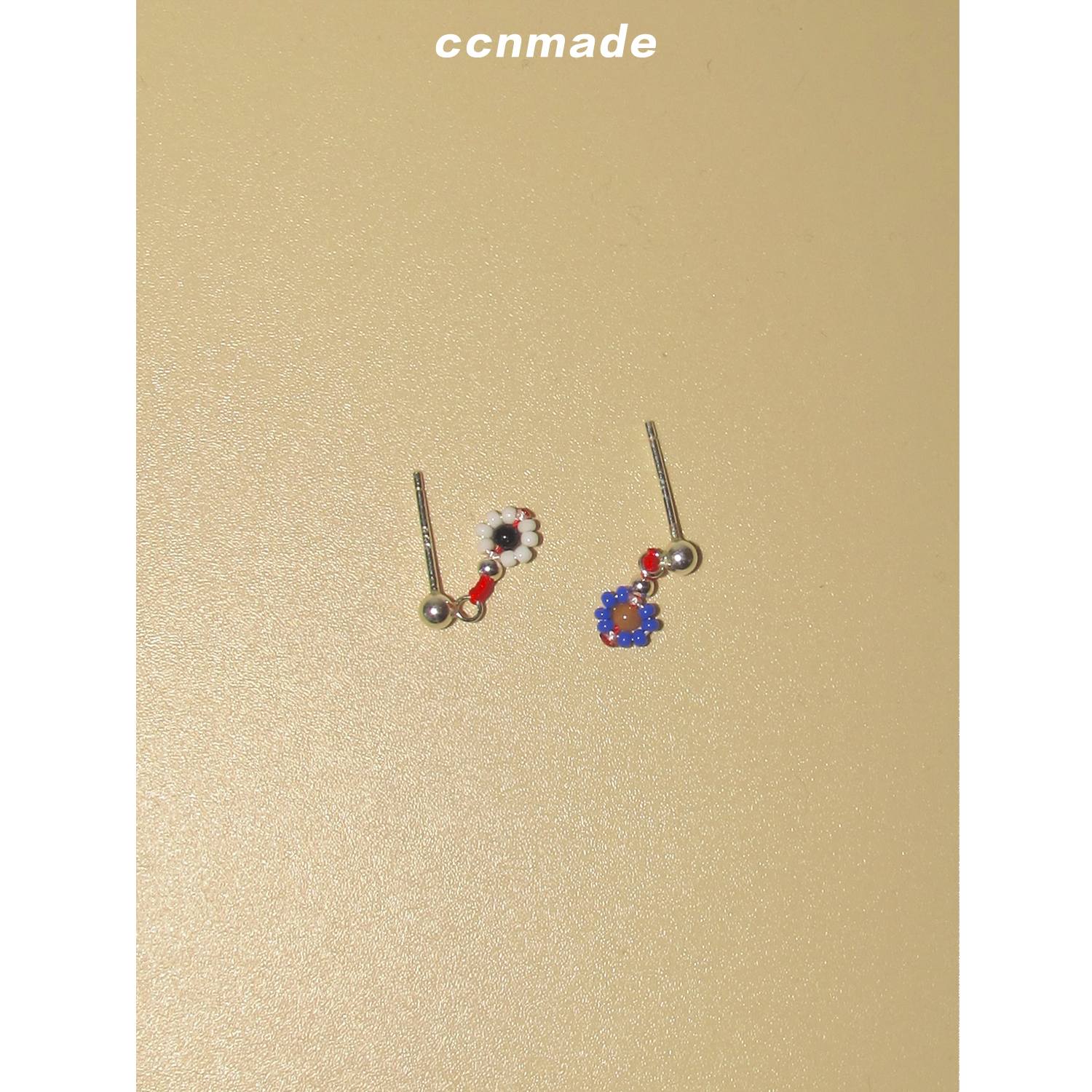 [预售]The flowers韩国小众设计原创925纯银彩色琉璃花朵耳钉