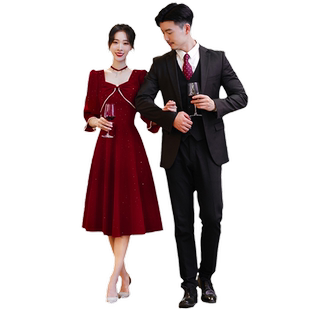 敬酒服新娘高级感红色结婚回门礼服便装小个子订婚连衣裙长袖冬季