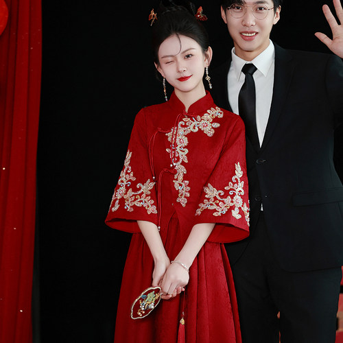 敬酒服新娘高级感礼服连衣裙中式