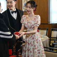 敬酒服新娘2024新款小个子订婚礼服连衣裙平时可穿高级感回门便装