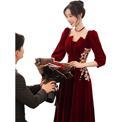 秋季新款订婚敬酒服礼服连衣裙