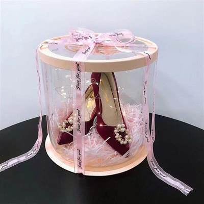 结婚鞋展示盒网红套圈藏婚鞋盒接亲伴郎堵门套圈婚礼藏盒子道具.