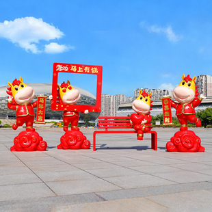 2026新年马雕塑户外春节卡通马年吉祥物商场文旅景区美陈装 饰摆件
