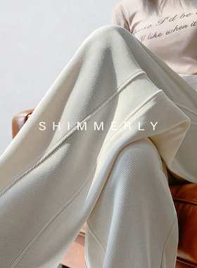 镰刀裤女2025新款秋冬白色裤子高个子加长加绒阔腿裤运动香蕉裤W