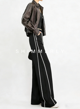 【巨显腿长】黑色罗马布卫裤女早春加长垂感运动裤休闲直筒阔腿裤