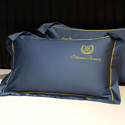 a类100%全棉贡缎刺绣枕套一对装