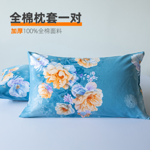 加厚全棉枕套一对装50x80加大纯棉枕头套拉链款40x60x70一米1.2cm