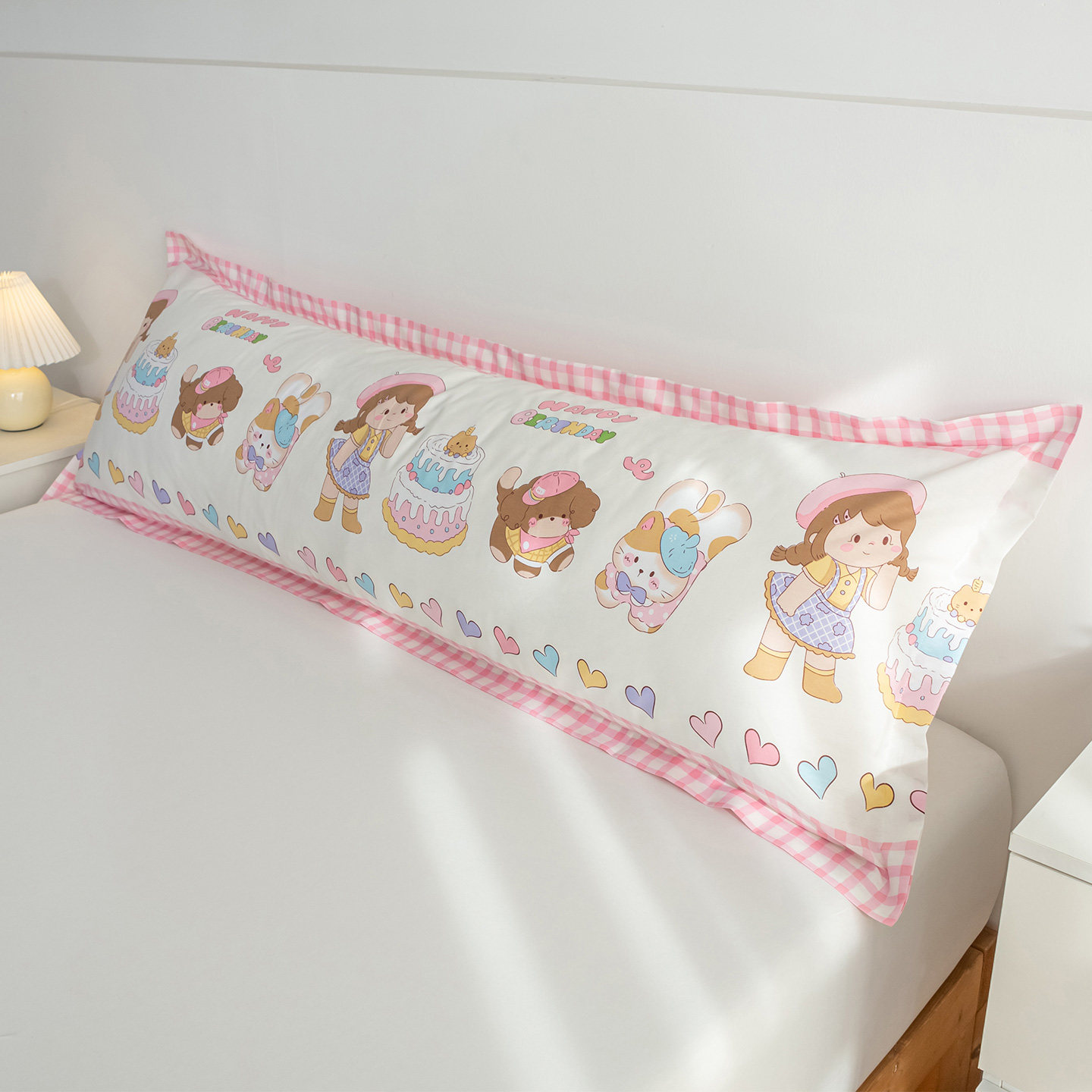 纯棉双人枕套1.5全棉长枕套1.2m加长枕头套1.8米卡通一米长款一体