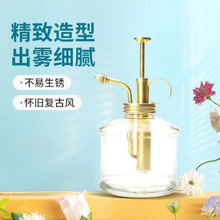 Purism Style纯粹主义生石花盆栽真铜复古喷水壶纯铜玻璃浇花神器