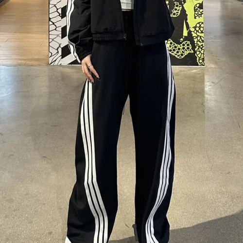 阿迪达斯女裤运动裤宽松阔腿裤