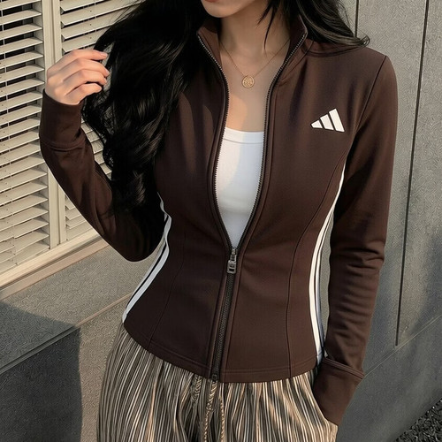 阿迪达斯女秋季立领修身运动夹克