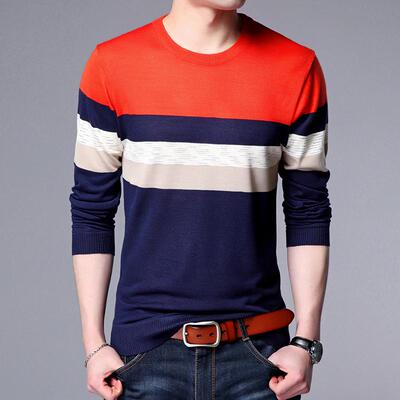 纯棉男士长袖T恤中年宽松