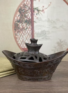 古玩收藏仿古清代老铜器八卦炉八卦盘香炉家用室内元宝檀香炉茶道