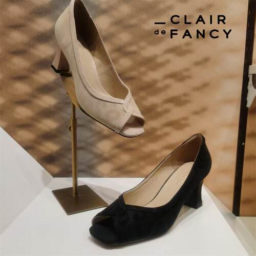 CLAIR de FANCY新款复古风浅口女鱼嘴单鞋1650751