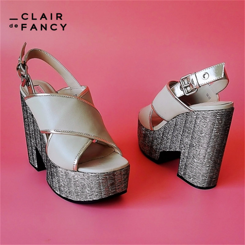 clair de fancy轻奢时尚厚底罗马女凉鞋8800272