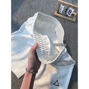 cleanfit花灰色刺绣运动短裤男款夏季美式复古潮牌休闲五六分卫裤