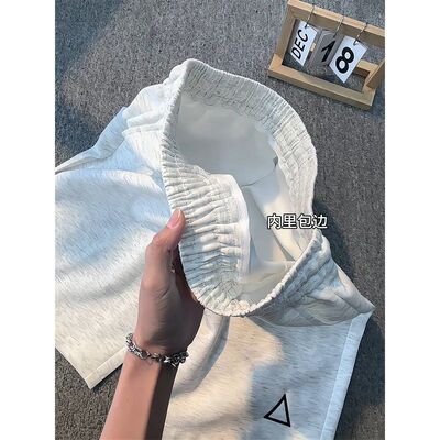 cleanfit花灰色刺绣运动短裤男款夏季美式复古潮牌休闲五六分卫裤
